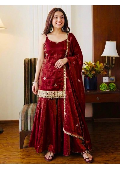 RESHMA SUIT WITH FENDY SILK WITH TOP AND PLAZZO DRESS 
