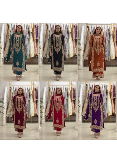SR - 1617 - FOX GEORGETTE WITH HEAVY EMBROIDERY SEQUENCE WORK BY READYMADE PAKISTANI SUIT 
