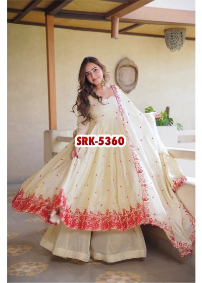 SRK-5360 - DIAMOND SILK WITH EMBROIDERY WORK BY NAIRA SUIT AND KURTI 