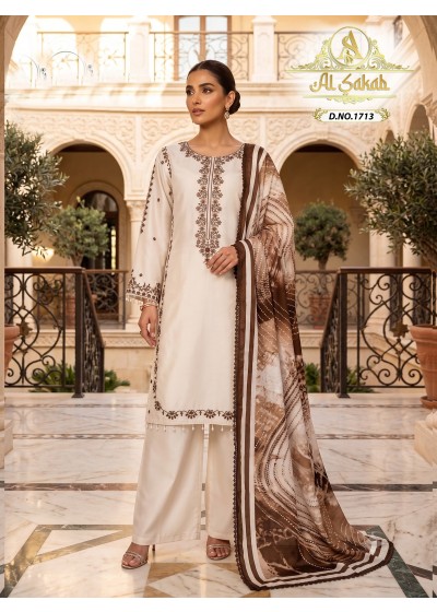 D.NO:- 1713 - RAYON SATIN WITH EMBROIDERY WORK BY READYMADE PAKISTANI SUIT COLLECTION 