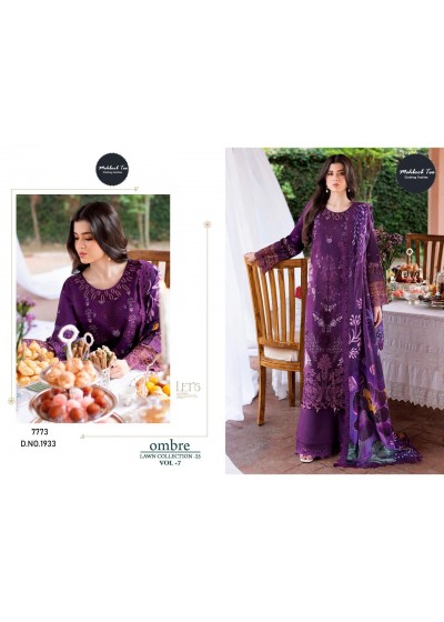 D.NO:- 1993-1994- OMBRE LAWN COLLECTION VOL-7 WITH PAKISTANI COTTON WORK SUIT BY MEHBOOB TEX 