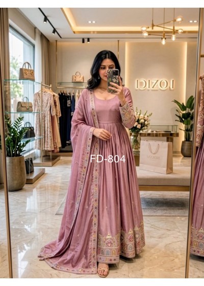 FD-804 - PURE CHINON SILK WITH HEAVY SEQUENCE EMBROIDERY WORK BY NAIRA AND GOWN COLLECTION 