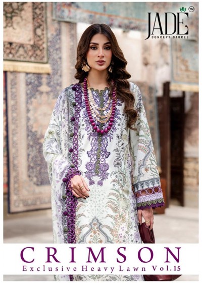 JADE CRIMSON VOL:-15 - PURE HEAVY LAWN COTTON WITH PAKISTANI KARACHI PRINTED SUIT COLLECTION 