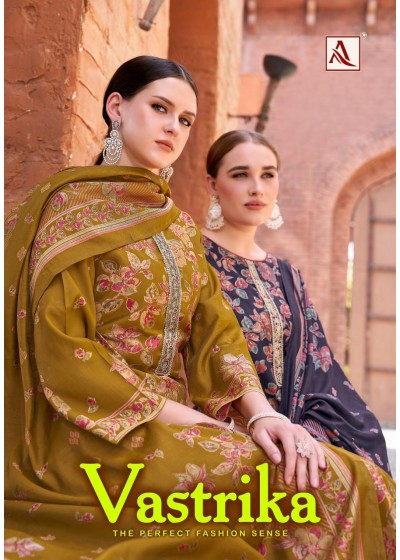 ALOK SUIT - VASTRIKA - VISCOSE MUDAAL DISCHARGE PRINT WITH EMBROIDERY WORK & ELEGANT HAND WORK SUIT 
