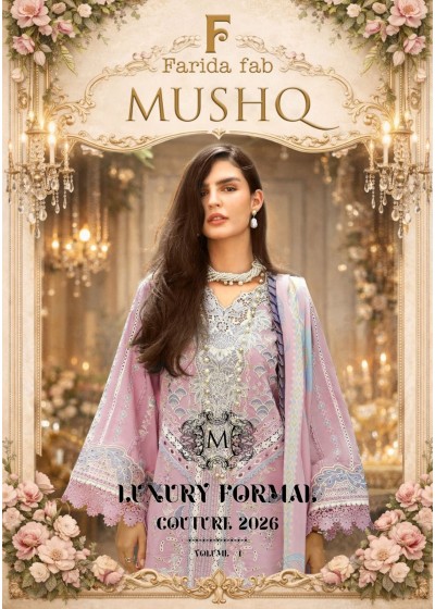 FARIDA FAB - MUSHQ - PURE MAL MAL COTTON PAKISTANI KARACHI PRINTED SUIT COLLECTION 