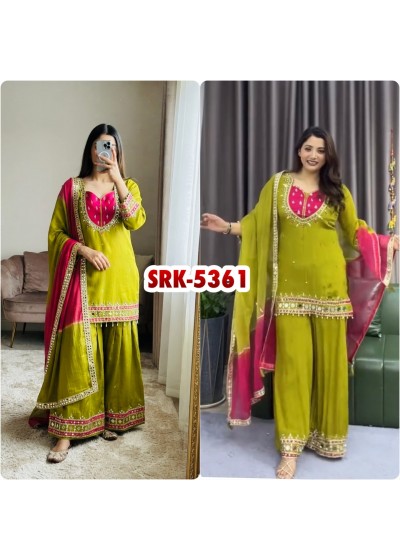SRK - 5361 - ROMAN GLASS WITH REAL MIRROR WORK BY SALWAR SUIT COLLECTION 