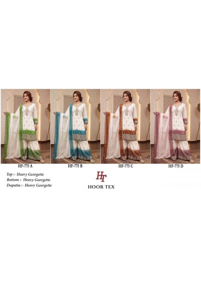 HF - 775 - ABCD - PURE HEAVY GEORGETTE WORK WITH READYMADE PAKISTANI SHARARA SUIT COLLECTION 