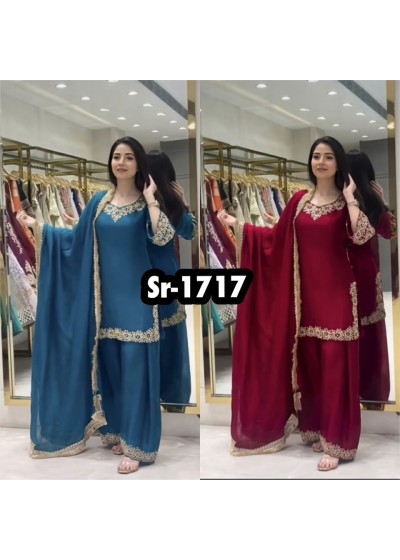SR - 1717 - BLOOMING FAUX SEQUENCE EMBROIDERY WORK BY PAKISTANI SUIT COLLECTION 