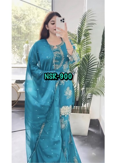 NSR - 900 - HEAVY FAUX GEORGETTE WITH SEQUENCE EMBROIDERY WORK BY PAKISTANI READYMADE SUIT COLLECTION 