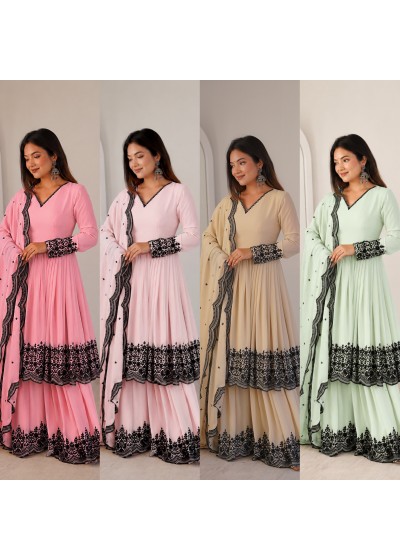 SP - 71 - PREMIUM FAUX GEORGETTE WITH EMBROIDERY WORK BY SUIT AND PLAZZO DRESS 
