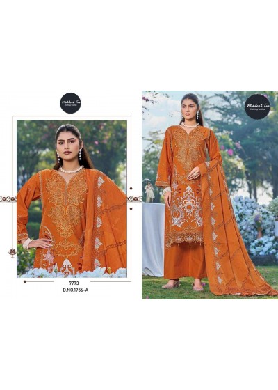 D.NO:- 1956-A C - ELAF PREMIUM - HEAVY COTTON WITH SELF EMBROIDERY WORK BY PAKISTANI SUIT COLLECTION 