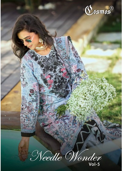 COSMOS - NEEDLE WONDER VOL:-5 - PURE LAWN COTTON EMBROIDERY WORK & PATCH WORK BY PAKISTANI SUIT COLLECTION 