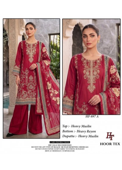 HF - 897 - A B C  - HEAVY MUSLIN PAKISTANI READYMADE SUIT SALWAR COLLECTION 