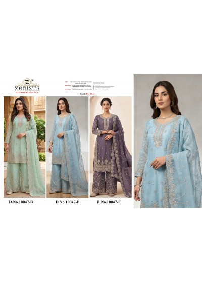 ZORISTA - 10047 - B E F - PURE ZIMMI CHHOO WITH EMBROIDERY WORK & MOTIWORK BY PAKISTANI READYMADE SHARARA AND PLAZZO SUIT COLLECTION 