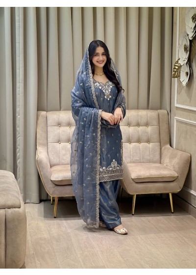 AC - 7109 - FENDY HEAVY SEQUENCE EMBROIDERY WORK BY PAKISTANI READYMADE SUIT COLLECTION 