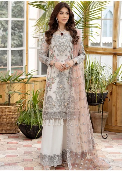 KF - 149 - BUTTERFLY NET WITH SEQUENCE EMBROIDERY WORK WITH DIAMOND WORK & LATKAN ATTACHED BY PAKISTANI SUIT COLLECTION 