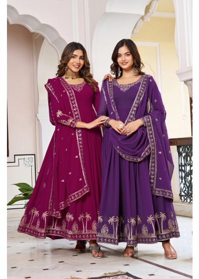 SP - 31 - FAUX GEORGETTE WITH HEAVY EMBROIDERY AND SEQUENCE WORK WITH PARTY WEAR GOWN AND LEHENGA COLLECTION 