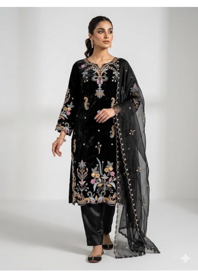 LG - 2124 - GLASS ROMAN FULL EMBROIDERY WORK BY PAKISTANI READYMADE SUIT COLLECTION 