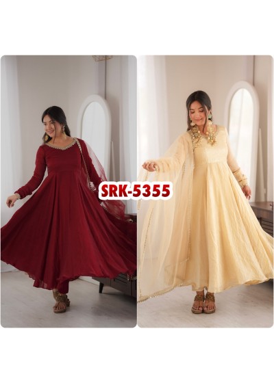 SRK - 5355 - DOREMON CRUSH WITH REAL MIRROR WORK LACE BORDER WITH FULLY FAIR BY PARTY WEAR AND WEDDING NAIRA AND GOWN COLLECTION 