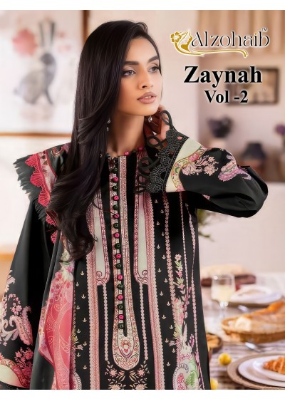 ZAYNAH VOL - 2 - AZ - 1565-1567-1570-1571 - PURE LAWN COTTON PAKISTANI PATCH WORK SUIT BY ALZOHAIB 