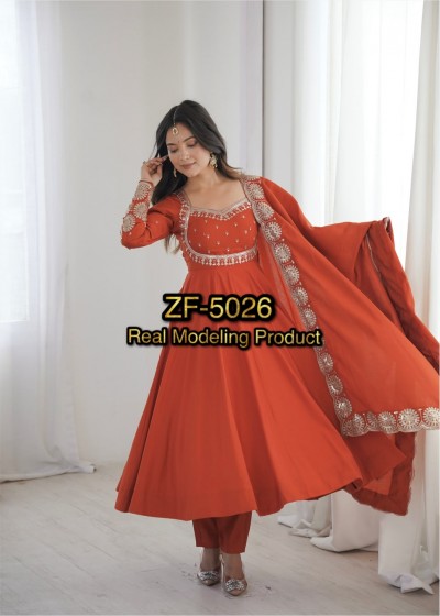 ZF - 5026 - ROMAN SILK SEQUENCE EMBROIDERY WORK BY ANARKALI NAIRA GOWN COLLECTION 