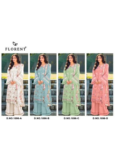FLORENT - 1096 - A B C D - CAMBRIC COTTON WITH HEAVY EMBROIDERY WORK BY PAKISTANI SUIT COLLECTION 