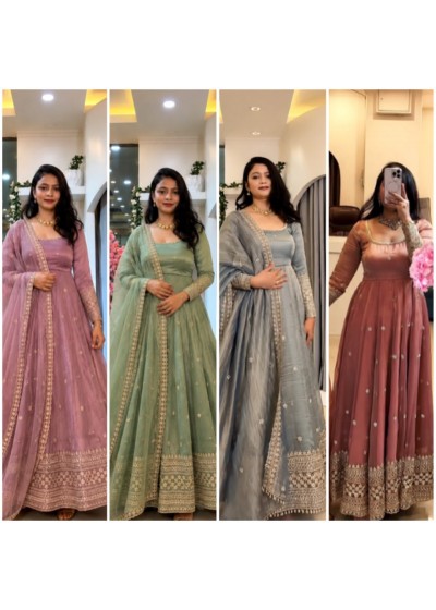 SSR - 547 - CRUNCHY SILK WITH SEQUENCE EMBROIDERY WORK BY PARTY WEAR AND WEDDING GOWN COLLECTION 