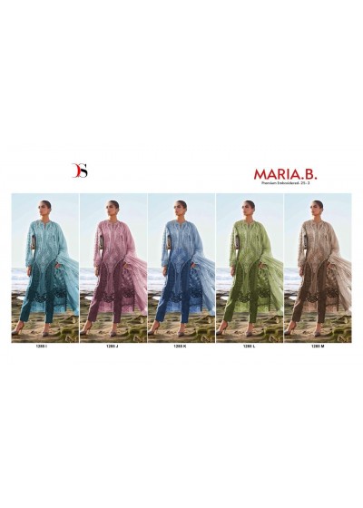 MARIA B PREMIUM EMBROIDERED - 25-2 - D.NO - 1285 - PURE COTTON WITH HEAVY SELF EMBROIDERY ATECHED EMB PATCHES 