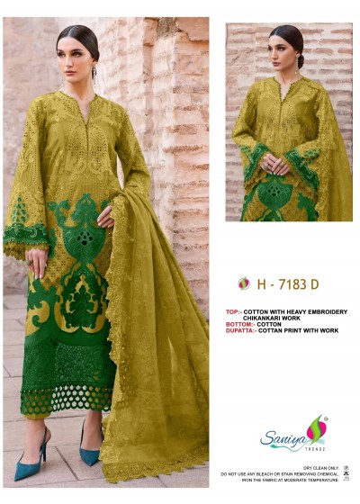 MARIA B - D.NO - 7183 - COTTON WITH CHIKANKARI EMBROIDERED BY PAKISTANI SUIT COLLECTION WITH SANIYA TRENDZ 