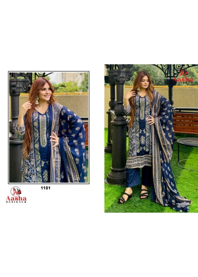 AASHA - D.NO - 1101- PAKISTANI EMBROIDERED PATCH WORK SUIT 
