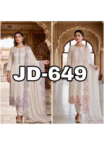 JD 649 HEAVY ROMAN SILK SEQUENCE WORK PAKISTANI READYMADE SUIT 