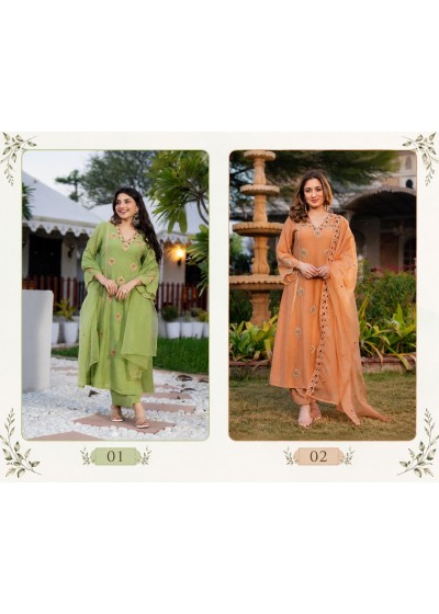 KELAVIN HEAVY CRUNCHY SILK EMBROIDERY WORK SUIT 