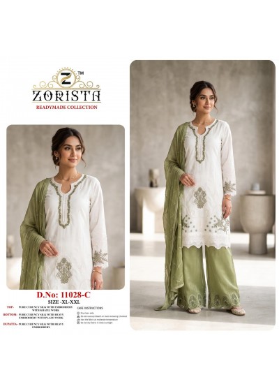 Zorista 11028 ABCD  Pure Currency Silk Embroidered Readymade Plazo Suit Set