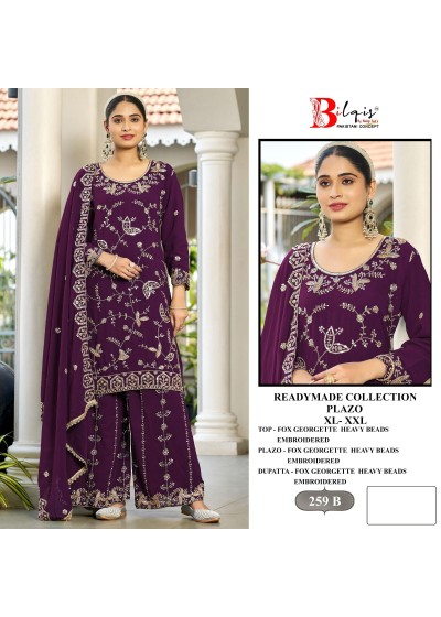 Bilqis B 259 ABCD Heavy Beads Embroidered Georgette Plazo Readymade Suit WHOLESALE PRICE IN SURAT 