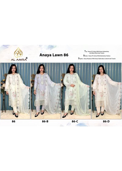Al Amra ZF Anaya Lawn 86 Heavy PC Cotton Pakistani Suit 