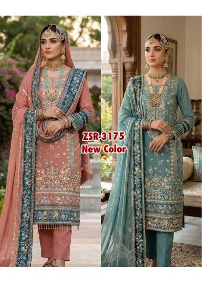 ZSR 3175 Fox Georgette Heavy Sequence Embroidery Kurti Pant Set with Dupatta Pakistani Suit 