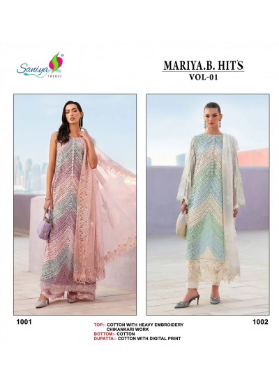 Maria B Hits Vol 1 Cotton Chikankari Embroidered 3-Piece Suit – Saniya Trendz