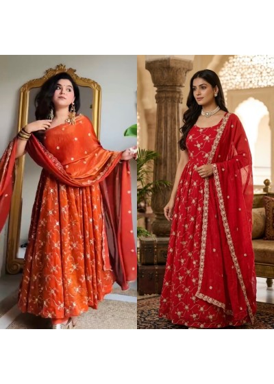 KD 1534 Designer Anarkali Suit Set Heavy Fendy Silk Thread & Sequin Work with Pant & Dupatta