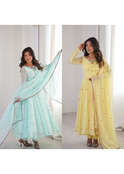 Premium Heavy Faux Georgette Embroidered Anarkali Suit Set – SP-82 Partywear And Wedding Collection 