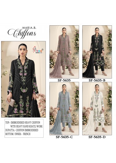 SF-5635 Premium Heavy Embroidered Chiffon 3 Piece Suit Pakistani Dress Set to Set Wholesale Price 