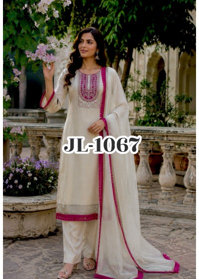 Premium Organza Embroidered Suit Set with Coding Dori & Sequence Work – JL-1067 Pakistani Suit Single Wholesale Price 