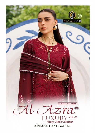 Keval Fab Al Azra Vol. 11 Heavy Cotton Printed Unstitched Pakistani Suit set to set wholesale price 