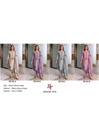 Hoor Tex HF-954 Pakistani Full Stitched Suit – Heavy Reyon Satin with Chiffon Dupatta Pakistani Suit (Full set & Single) Wholesale Price 