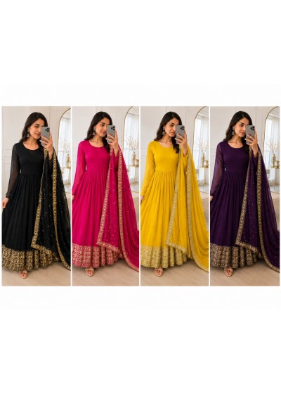 Anayka Heavy Embroidered Party Wear Long Gown With Bottom & Dupatta Single Wholesale Price 