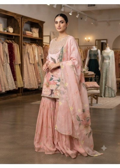 Premium Sequence Embroidered Organza Top, Sarara & Dupatta Set – LG2130 Pakistani Sharara Suit Single Wholesale Price 