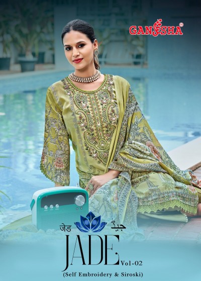 Jade Vol 2 Exclusive Karachi Designer Cambric Cotton Suit – Falak International Pakistani Dress (Full Set) Wholesale Price 
