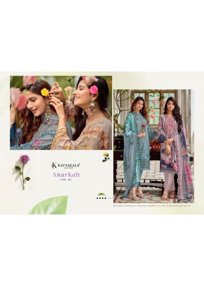 Kavya Kala Anarkali Vol- 26 – Cotton Embroidered 3 Piece Pakistani Suit (Full Set) Wholesale Price 