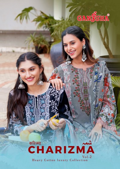 Falak International Charizma Vol 2 Karachi Cotton Dress Material (Full Set) Wholesale Price 