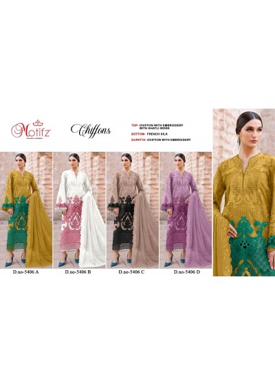 Luxury Chiffon Embroidery Khatli Work Suit Set with Embroidered Dupatta – Design 5406 Pakistani Suit Single Wholesale Price 