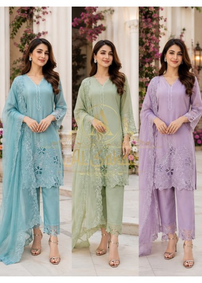 AL-SAKAB Premium Heavy Gold Chiffon Embroidered Suit Set – Design 1706 Pakistani Suit Single Wholesale Price 